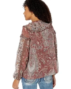 Women Miss Me Paisley Popover Blouse