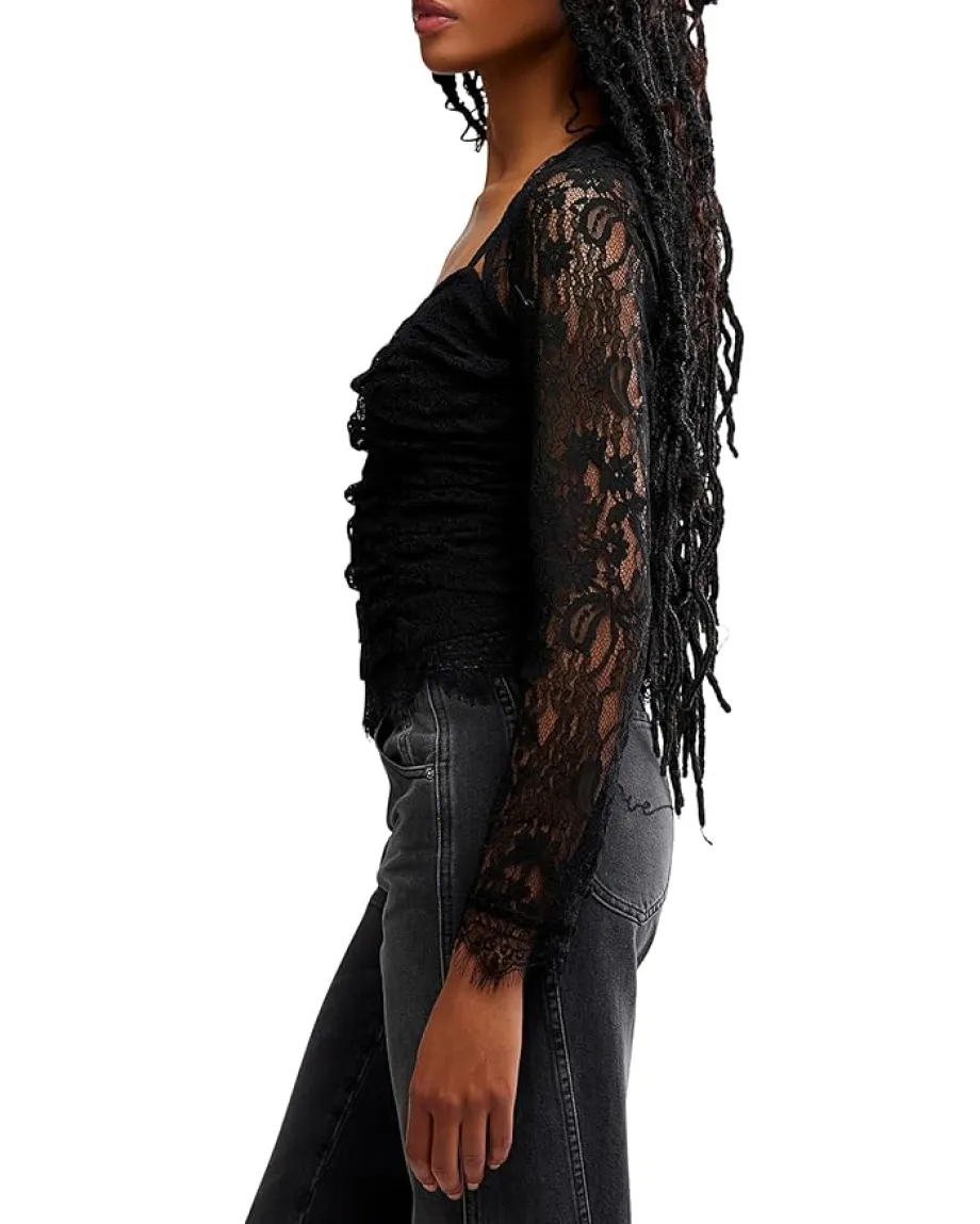 Free People Paloma Lace Top Black Outlet
