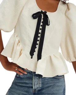 Free People Pamela Bow Top White Alyssum Discount