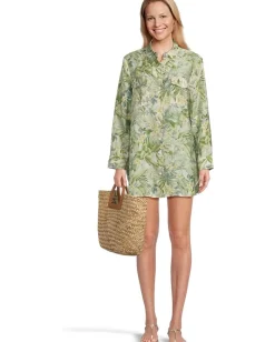 Women Tommy Bahama Paradise Fronds Pocket Bf Shirt