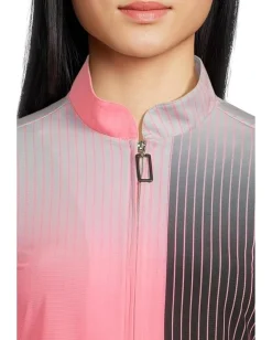 Women Jamie Sadock Paralell Print Long Sleeve Sunsense 1/4 Zip Top