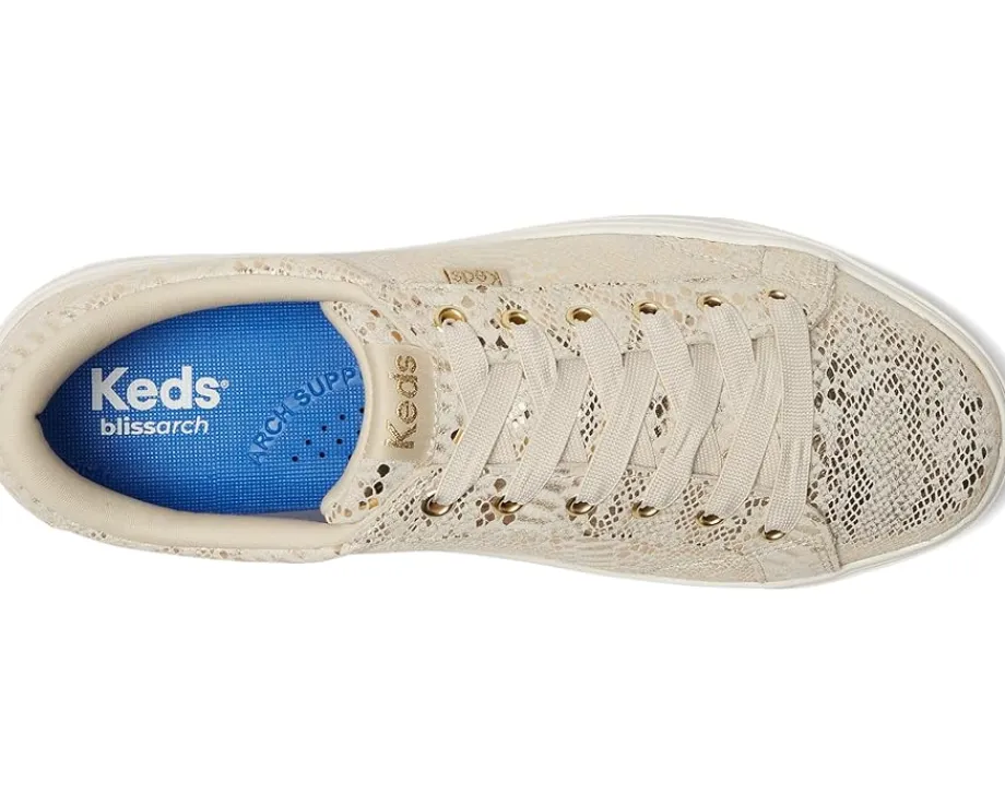 Keds Park Lace Up Gold Metallic Snake Foil Suede Hot