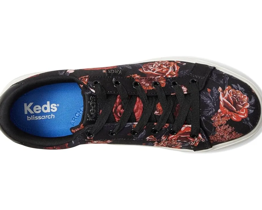 Keds Park Lace Up Black/Pink Floral Canvas