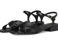 Cole Haan Patie Sandals Black Perforated Leather Discount