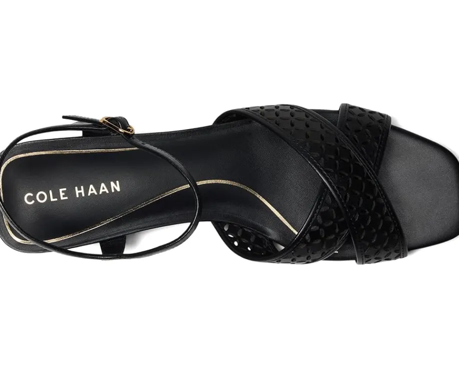 Cole Haan Patie Sandals Black Perforated Leather Discount
