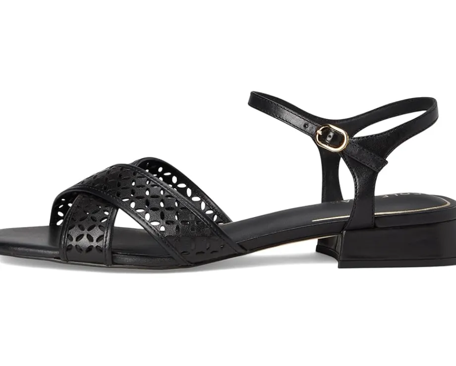 Cole Haan Patie Sandals Black Perforated Leather Discount