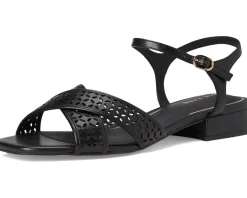 Cole Haan Patie Sandals Black Perforated Leather Discount