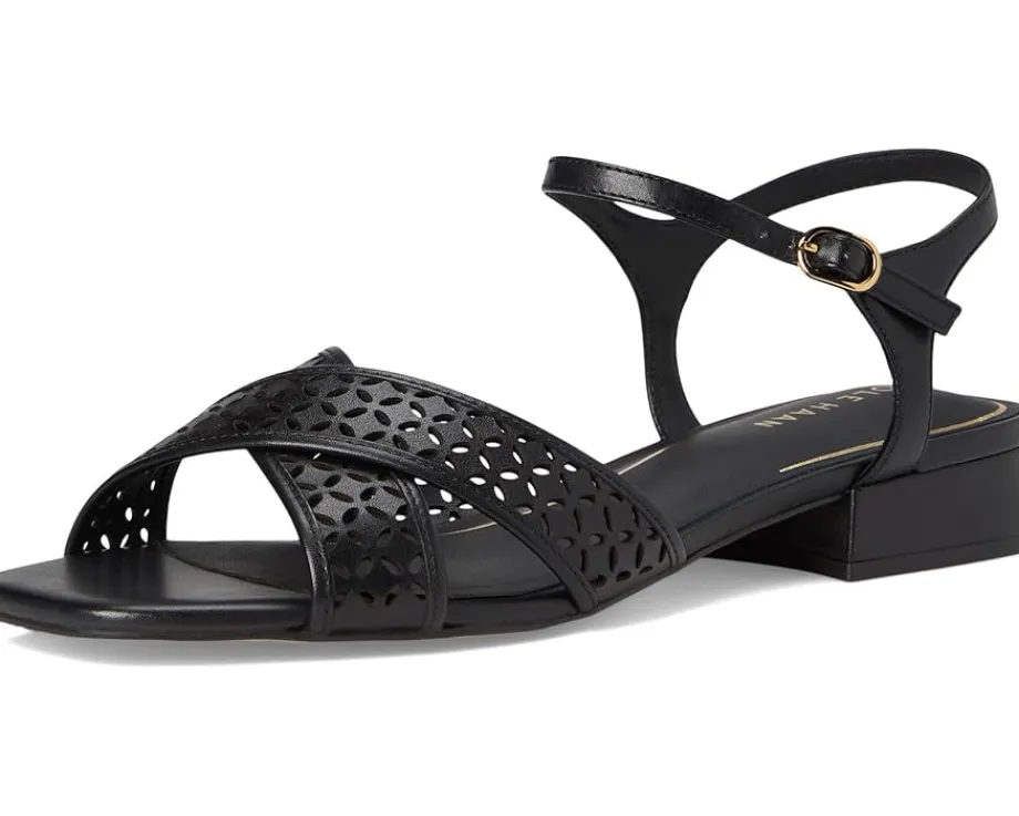 Cole Haan Patie Sandals Black Perforated Leather Discount