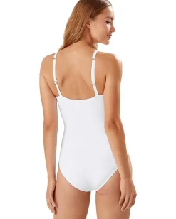 Tommy Bahama Pearl Over the Shoulder Cross Front One-Piece White Hot