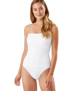 Tommy Bahama Pearl Shirred Bandeau One-Piece White Outlet