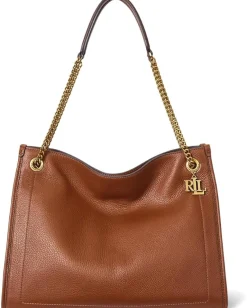 Women Lauren Ralph Lauren Pebbled Leather Large Bradley Tote Bag