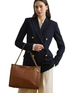 Women Lauren Ralph Lauren Pebbled Leather Large Bradley Tote Bag
