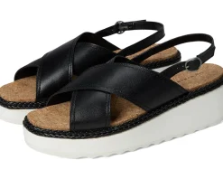 Lucky Brand Pebina Cross Band Wedge Sandals Black Sale