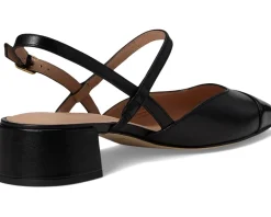 Cole Haan Pella Block Heel Slings Black Leather/Black Patent Sale