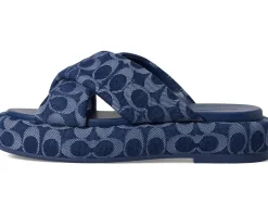 COACH Penelope Signature C Sandals Deep Blue Outlet