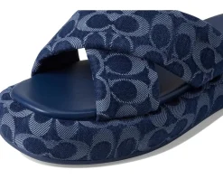 COACH Penelope Signature C Sandals Deep Blue Outlet