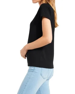 NIC+ZOE Perfect Knit Crew Neck T-Shirt Black Onyx Outlet