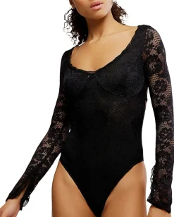 Free People Perfectly Fine Bodysuit Black Best