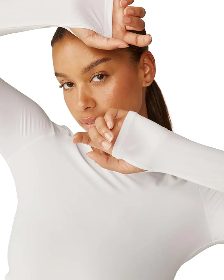 Beyond Yoga Performance Knit Resilient Cropped Pullover Lunar White Outlet