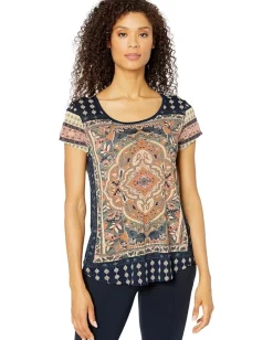 Lucky Brand Persian Carpet Tee Navy Multi New