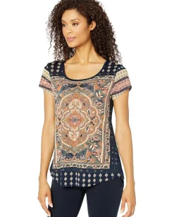 Lucky Brand Persian Carpet Tee Navy Multi New