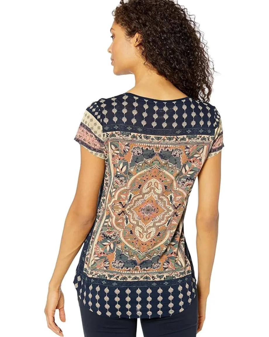 Lucky Brand Persian Carpet Tee Navy Multi New