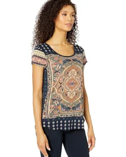 Lucky Brand Persian Carpet Tee Navy Multi New