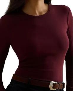 Lauren Ralph Lauren Petite Cotton Long-Sleeve Shirt Dark Garnet Online