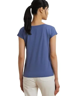 Lauren Ralph Lauren Petite Cotton-Blend Jersey Graphic Tee Capri Blue