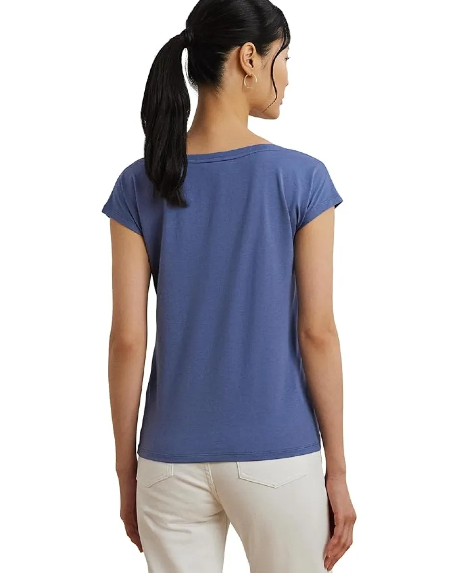 Lauren Ralph Lauren Petite Cotton-Blend Jersey Graphic Tee Capri Blue