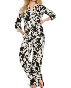 NIC+ZOE Petite Evening Petal Woven Shirt Black Multi Clearance