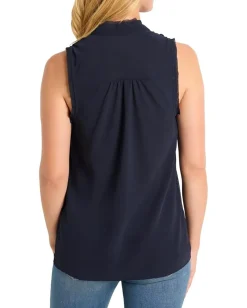 NIC+ZOE Petite Falling Chiffon Woven Tank Dark Indigo Clearance