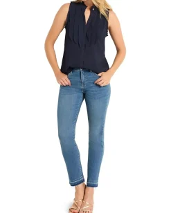 NIC+ZOE Petite Falling Chiffon Woven Tank Dark Indigo Clearance