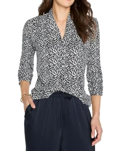 NIC+ZOE Petite Geo Toss Knit Top Indigo Multi Sale