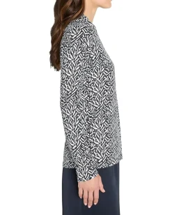 NIC+ZOE Petite Geo Toss Knit Top Indigo Multi Sale