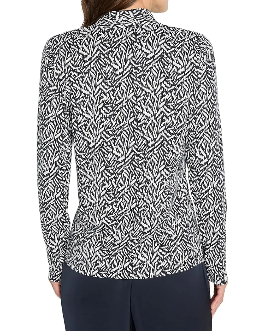 NIC+ZOE Petite Geo Toss Knit Top Indigo Multi Sale