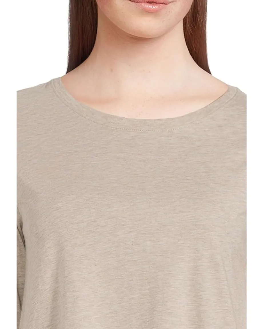 Women Eileen Fisher Petite Melange Fine Organic Cotton Jersey Round Neck Long Sleeve Tee