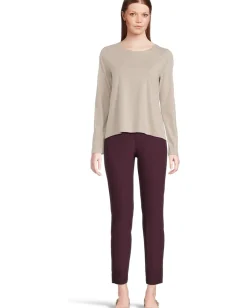 Women Eileen Fisher Petite Melange Fine Organic Cotton Jersey Round Neck Long Sleeve Tee