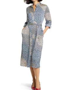 NIC+ZOE Petite Monogram Mix Blair Dress Blue Multi Hot