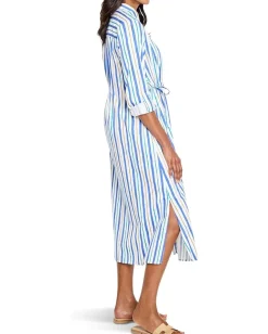 NIC+ZOE Petite Oasis Stripe Jamie Dress Blue Multi New