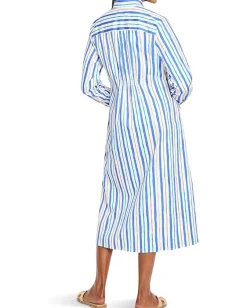 NIC+ZOE Petite Oasis Stripe Jamie Dress Blue Multi New