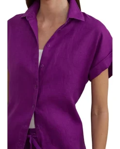 Women Lauren Ralph Lauren Petite Relaxed Fit Linen Short-Sleeve Shirt