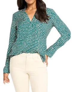 NIC+ZOE Petite Shadow Dot Top Green Multi Discount