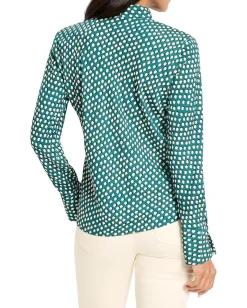 NIC+ZOE Petite Shadow Dot Top Green Multi Discount