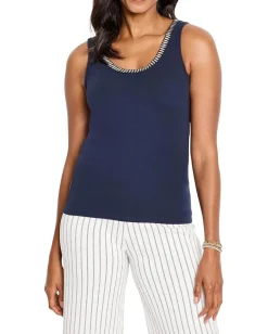 NIC+ZOE Petite Shimmer Trimmed Tank Dark Indigo Online