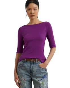 Women Lauren Ralph Lauren Petite Stretch Cotton Boatneck Tee