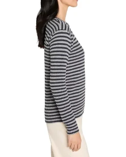Women NIC+ZOE Petite Texture Stripe Button Shoulder Top