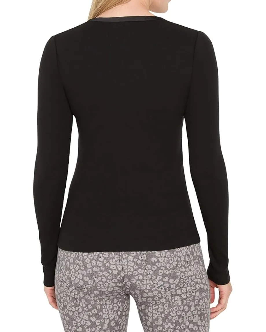 Women NIC+ZOE Petite Trimmed Perfect Knit Rib V-neck Top