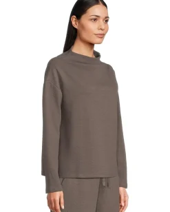 Women Eileen Fisher Petite Waffle Doubleknit Funnel Neck Box Top