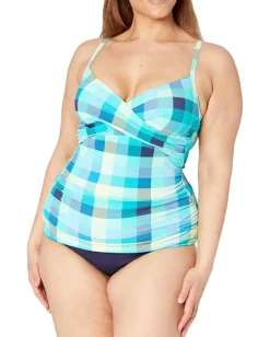 BEACH HOUSE Picnic Plaid Christa Wrap Tankini Admiral Best